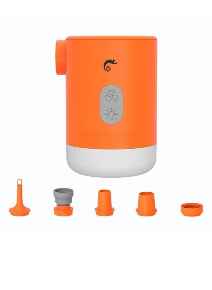 Generic Portable Mini Air Pump, Rechargeable Battery 4 In 1 Electric Air Pump, Ultralight Inflator With LED Light And USB Charging For Sleeping Pads, Air Mattress, Pool Toys, Floats, (Orange)  - Image 1