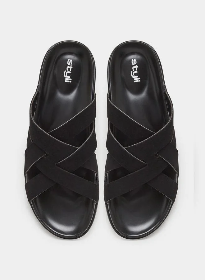 Styli  Criss-Cross Slide Comfort Sandals for Men | Best Price UAE