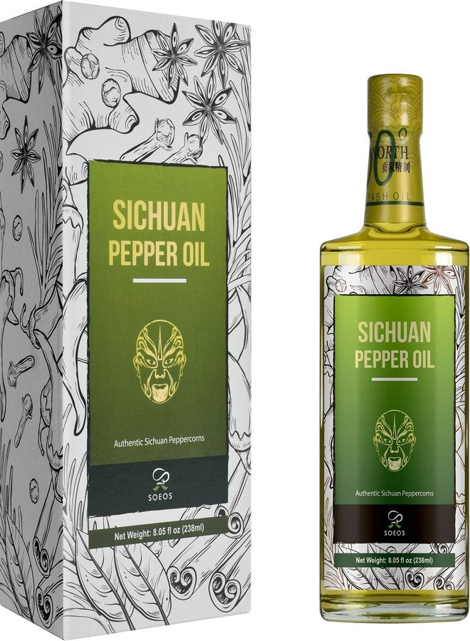 Soeos Szechuan Peppercorn Oil 8.05 fl oz/238ml, Prickly Ash Oil, Fragrant Spice for Sichuan Dishes, Sichuan Pepper Oil, Sichuan Oil, Peppercorn Flavored Oil, Szechuan Pepper Corn Oil - Image 1