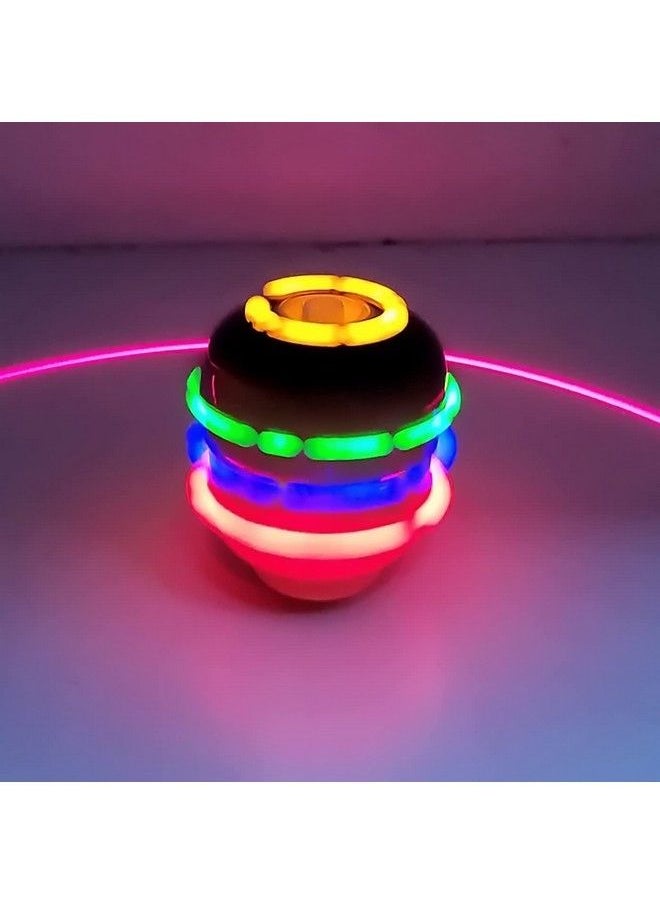 Cartoon Led Flash Light Music Lattoo;Lattu Face Spinning Top Glow At Night Press Launch High Speed Rotating Kid Toddlers Toy (Random Colour)
