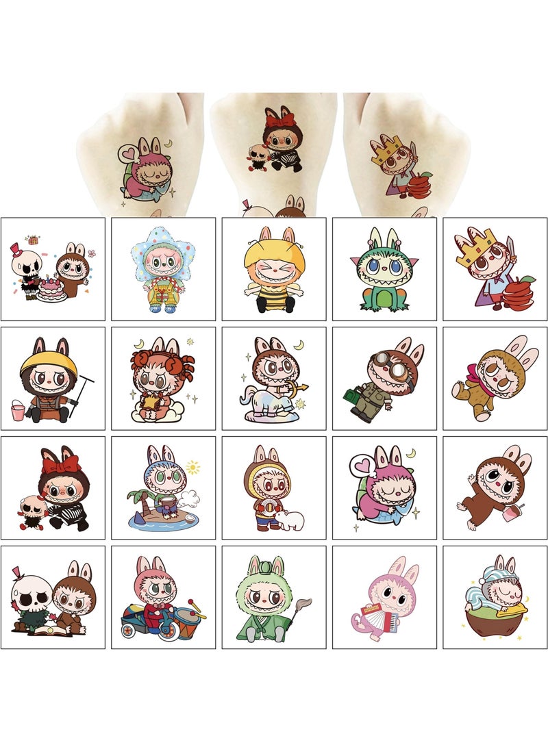 40pcs Sheets Labubu Temporary Tattoos for Kids, Cartoon Labubu Birthday Party Favors Gifts for Girl Boys Home Activity Class Prizes Carnival  - Image 2