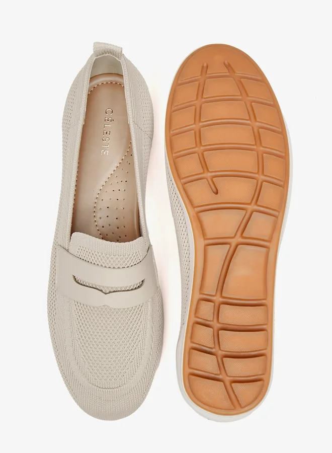 Celeste Women's Mesh Textured Slip-On Shoes with Applique Detail