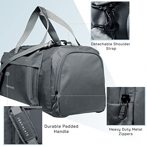 TRAVALATE Travel Duffle Luggage Bag Organizer | Multi Pocket Ultra-Light| Polyester 45 Lt| Men and Women | 21 X 09 X 11 Inch - Grey - Image 5