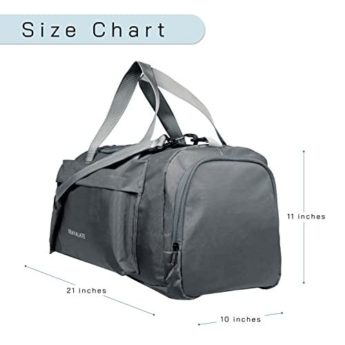 TRAVALATE Travel Duffle Luggage Bag Organizer | Multi Pocket Ultra-Light| Polyester 45 Lt| Men and Women | 21 X 09 X 11 Inch - Grey - Image 3