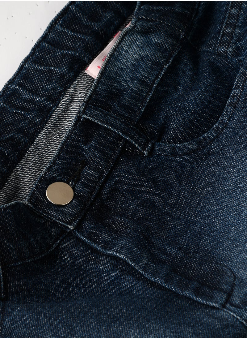 Jelliene Girls' Blue Washed Denim Jeans  - Image 4