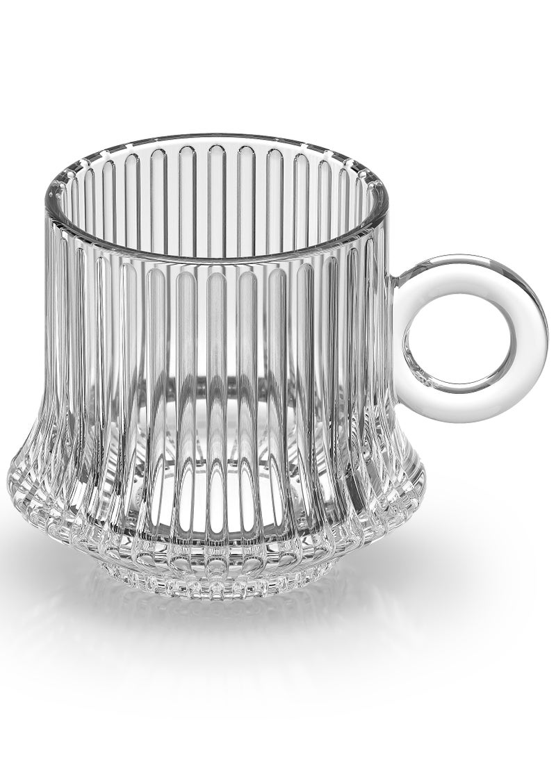 CITY GLASS City Glass Robusta Line Tea Mug Set of 12 | 6 Tea Mugs + 6 Tea Serving Plates Clear Glass 220ml - Image 5