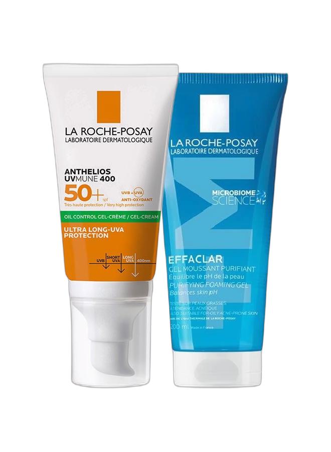 LA ROCHE-POSAY Effaclar Gel Moussant Purifiant 200ml + Innovation Anthelios UVMUNE 400 50+ Oil Control Gel Cream 50.0ml  - Image 1