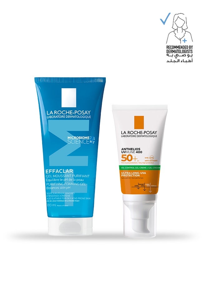 LA ROCHE-POSAY Effaclar Gel Moussant Purifiant 200ml + Innovation Anthelios UVMUNE 400 50+ Oil Control Gel Cream 50.0ml - Image 1