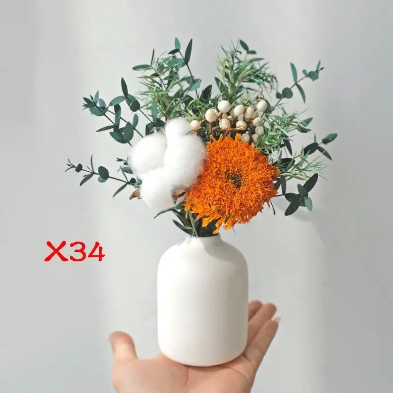 Bluejw Natural Dried Flowers Bouquet with Vase Arrangement - Rustic Home Decor, Desktop Ornament, Wedding Decorations, Includes Dried Plants - Image 5