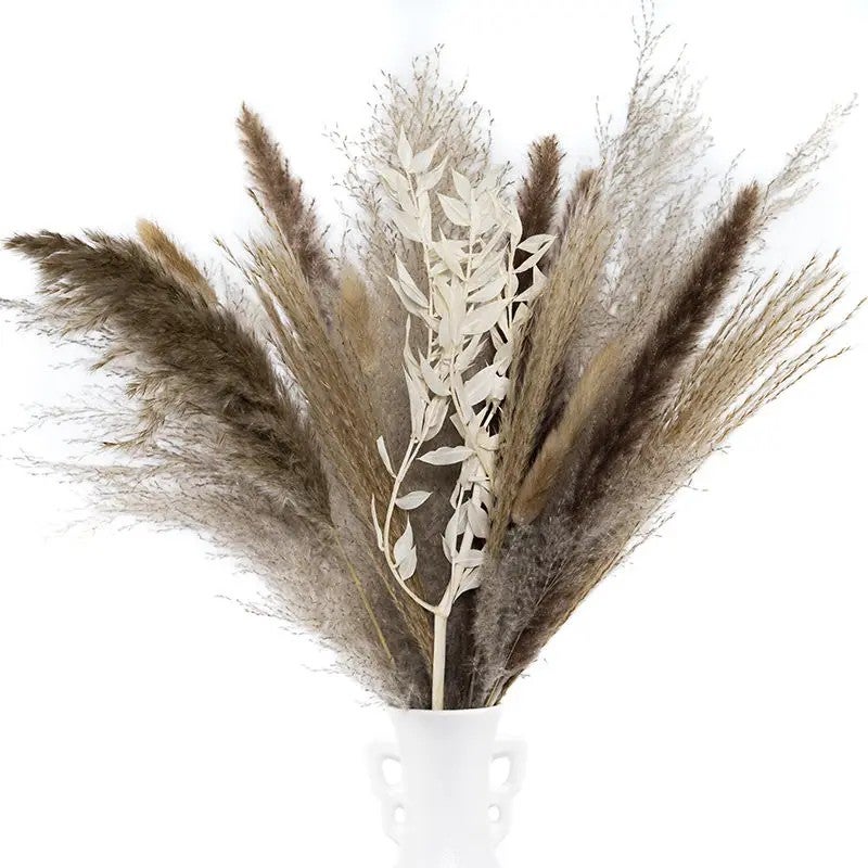Bluejw Natural Dried Flowers Bouquet with Vase Arrangement - Rustic Home Decor, Desktop Ornament, Wedding Decorations, Includes Dried Plants - Image 1