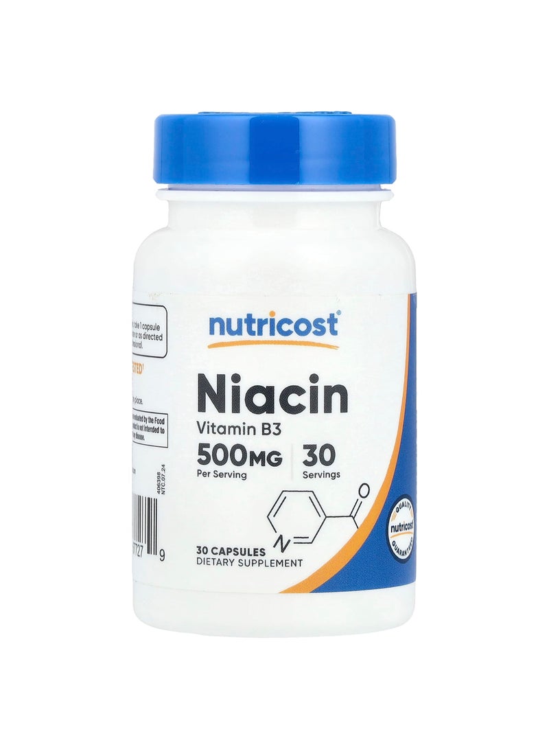 Nutricost Niacin, 500 mg, 30 Capsules