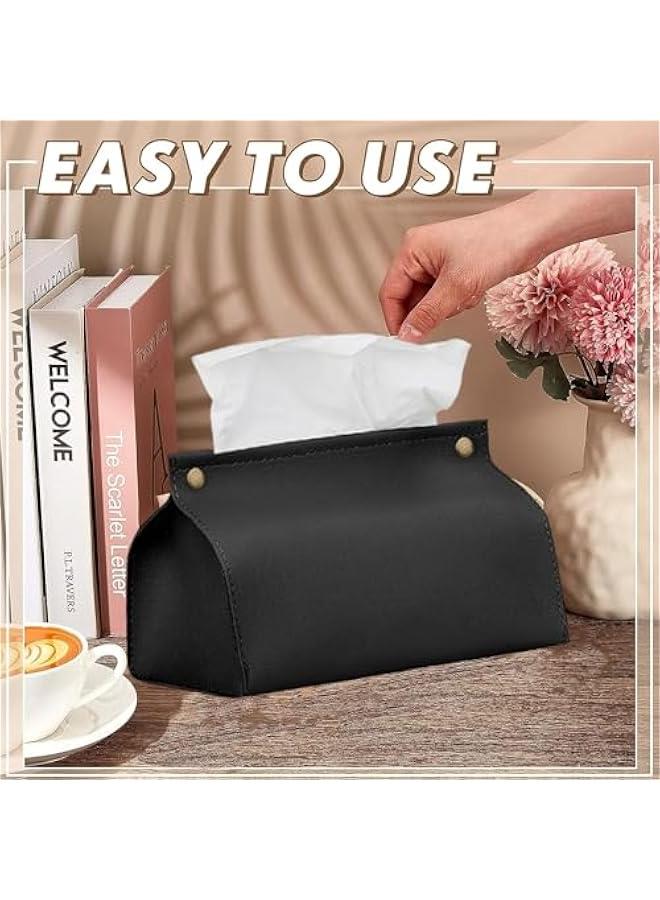 TRASSLE Tissue Box Cover Holder,Leather Rectangular Tissue Box Cover Holder Organizer for Car,Bathroom, Home Living Room, Bedroom,Kitchen,Vanity Countertop,Office Desk  - Image 5
