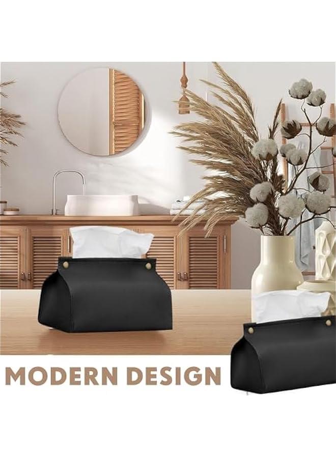 TRASSLE Tissue Box Cover Holder,Leather Rectangular Tissue Box Cover Holder Organizer for Car,Bathroom, Home Living Room, Bedroom,Kitchen,Vanity Countertop,Office Desk  - Image 2