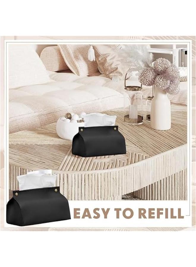 TRASSLE Tissue Box Cover Holder,Leather Rectangular Tissue Box Cover Holder Organizer for Car,Bathroom, Home Living Room, Bedroom,Kitchen,Vanity Countertop,Office Desk  - Image 3