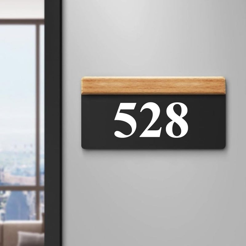 RL Digital Units House Number Plate -528 Hotel, Hospital, Lodge,Apartment,Door No,Laser Cut Acrylic Fixed with White Color Water proofing PVC Sticker|Easy Installation Type Double Sided Tape Fixed on Backside - Image 1
