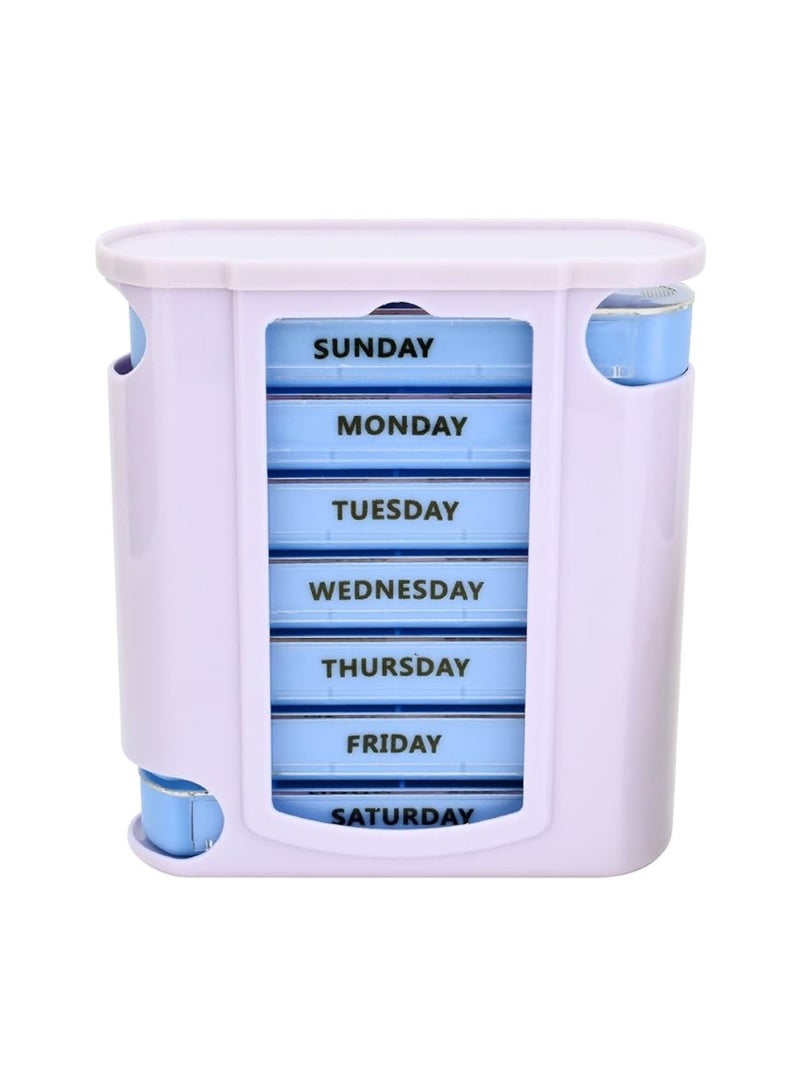 7 Day Pill Box Pillbox Weekly Pill Organizer Holder Dispenser with 4 Daily Schedule Lines - Image 2