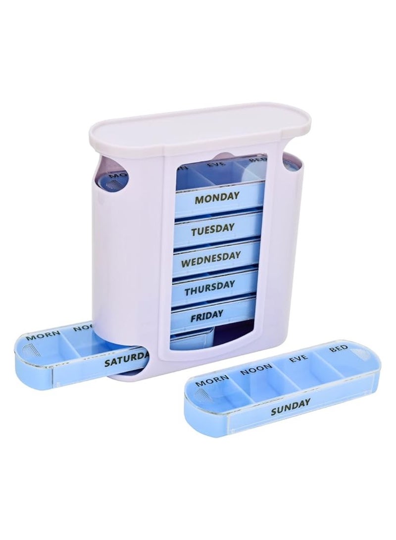 7 Day Pill Box Pillbox Weekly Pill Organizer Holder Dispenser with 4 Daily Schedule Lines - Image 1