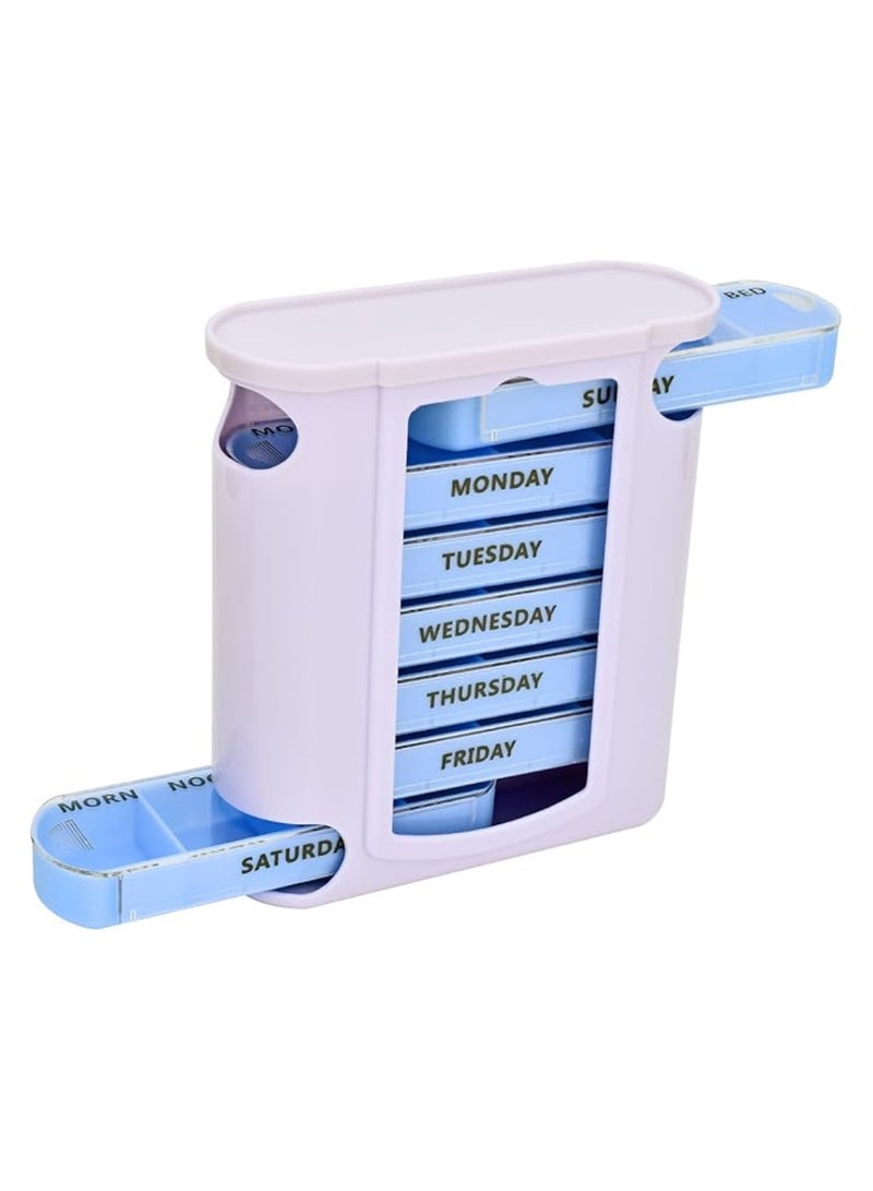 7 Day Pill Box Pillbox Weekly Pill Organizer Holder Dispenser with 4 Daily Schedule Lines - Image 4