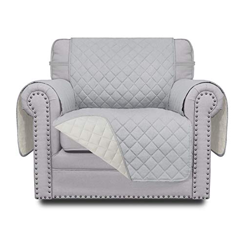 Easy-Going EasyGoing Chair Sofa Slipcover Reversible Sofa Cover Water Resistant Couch Cover Furniture Protector Cover with Elastic Straps for Pets Kids Children Dog Cat Chair Light GrayIvory