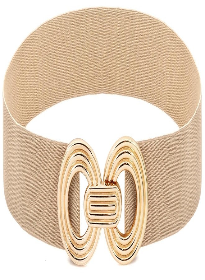 LIMHOO Women's Wide Elastic Waist Belt Fashion Stretchy belt Waistband for Dresses (P19519-Khaki-S) - Image 1