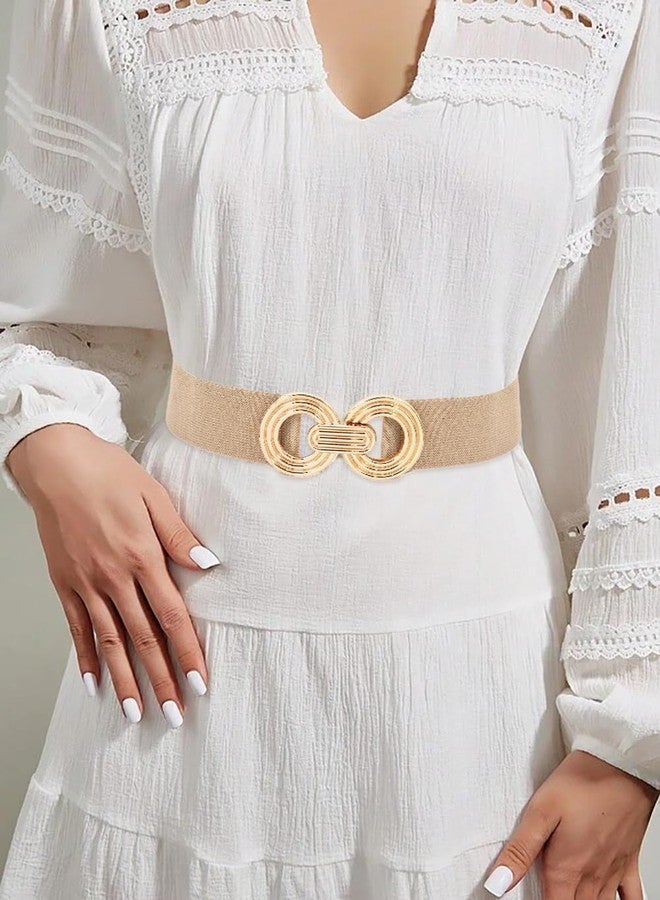 LIMHOO Women's Wide Elastic Waist Belt Fashion Stretchy belt Waistband for Dresses (P19519-Khaki-S) - Image 3