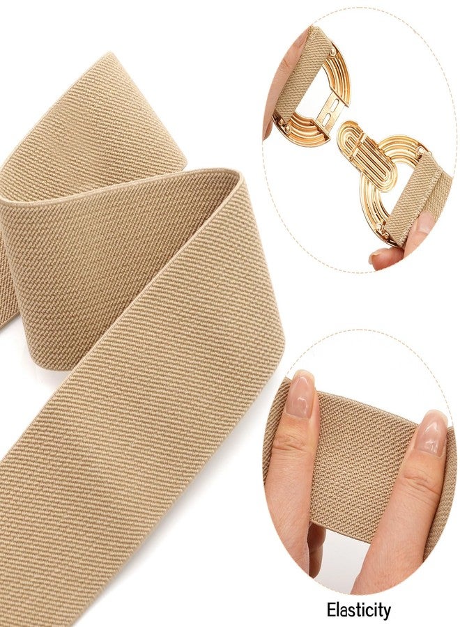 LIMHOO Women's Wide Elastic Waist Belt Fashion Stretchy belt Waistband for Dresses (P19519-Khaki-S) - Image 5