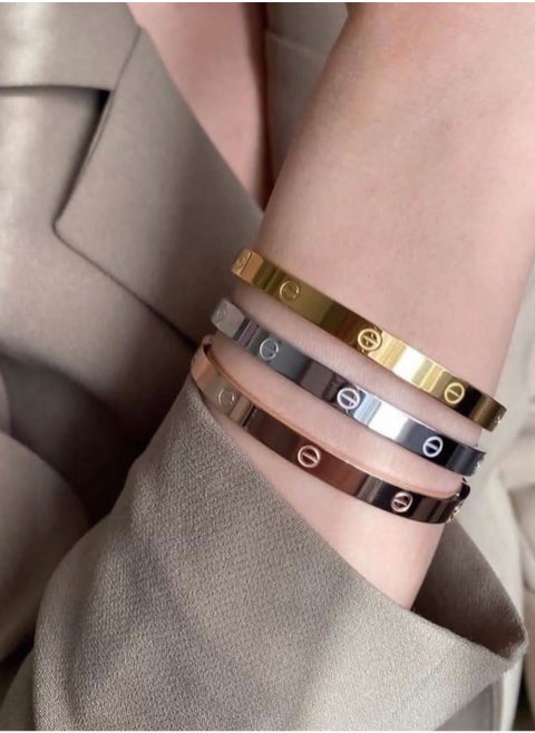 set of 3 bangles pure stainless steel gold plated