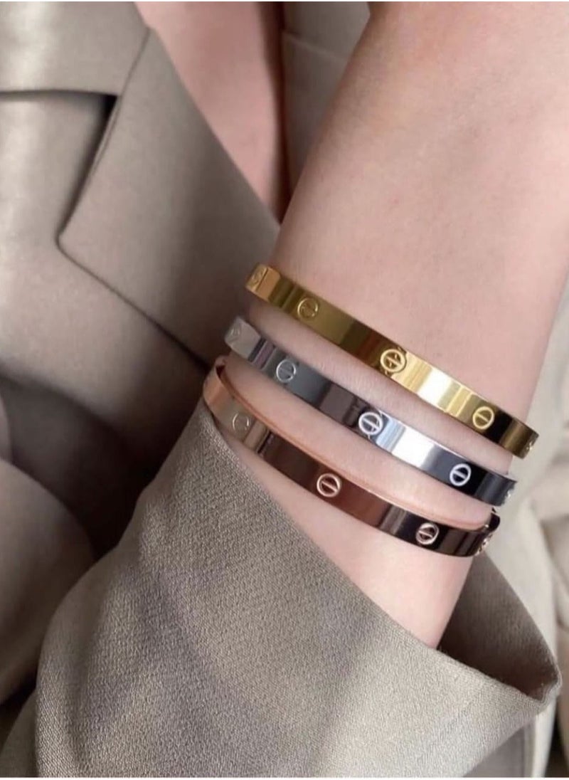 Generic - set of 3 bangles pure stainless steel gold plated - Image 1