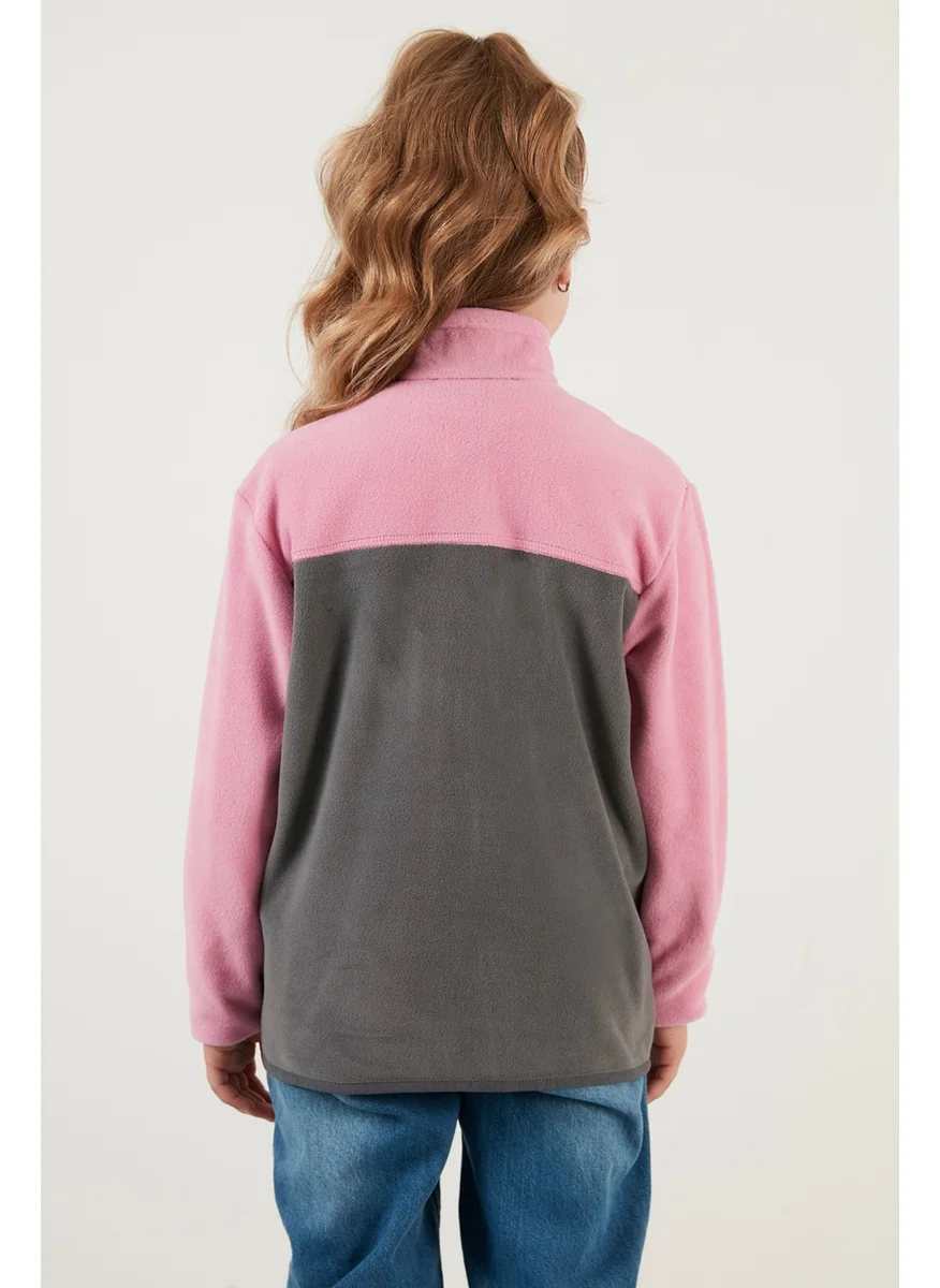 Lela Soft Textured Zippered Color Block Stand Collar Pocket Fleece Unisex Children's Fleece 5905001
