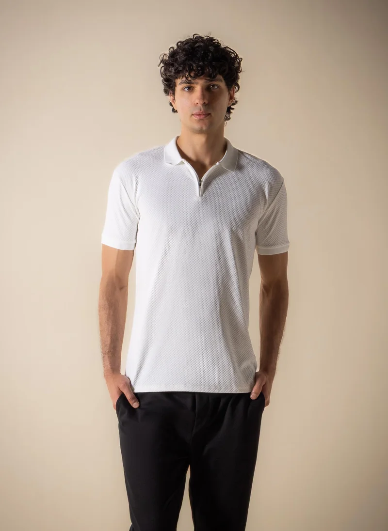SHAPES SLIM TEXTURED POLO SHIRT