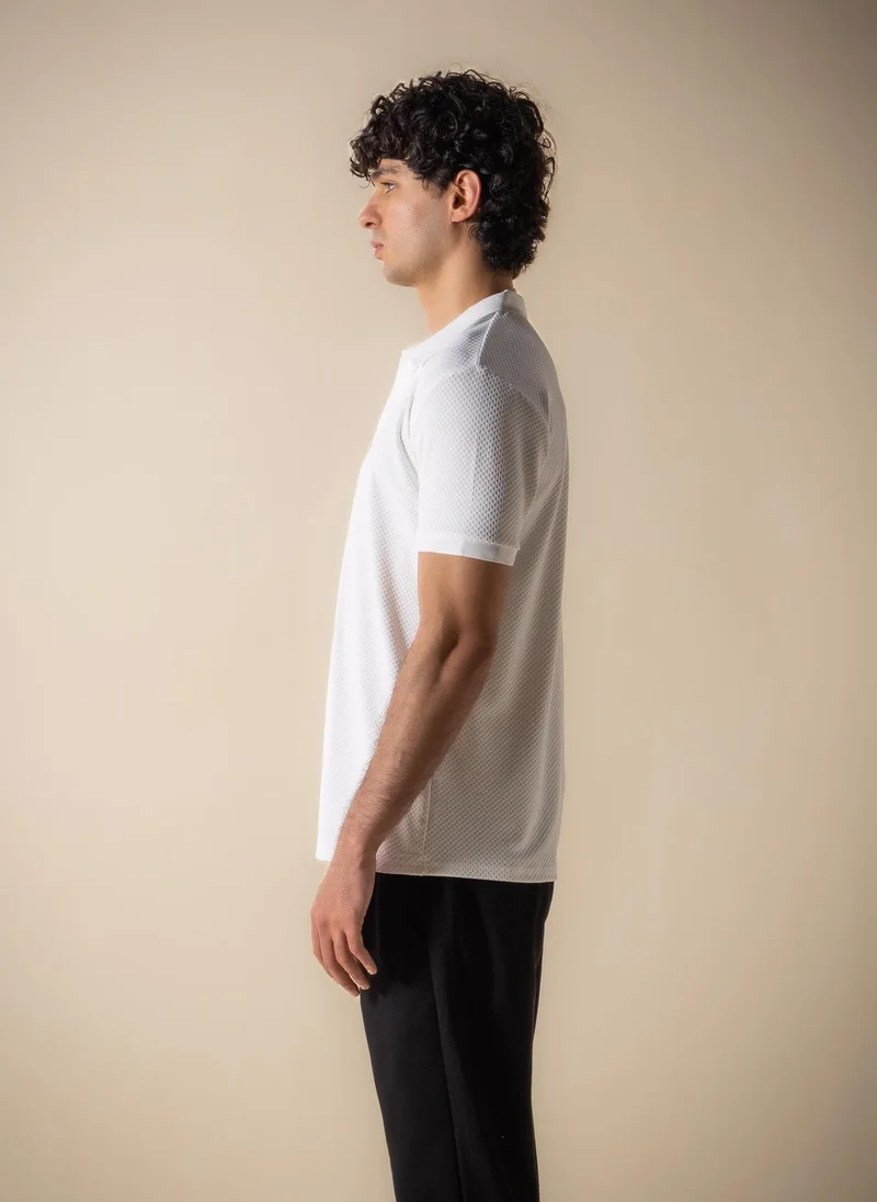 SHAPES White SLIM TEXTURED POLO SHIRT for Men | Best Price UAE