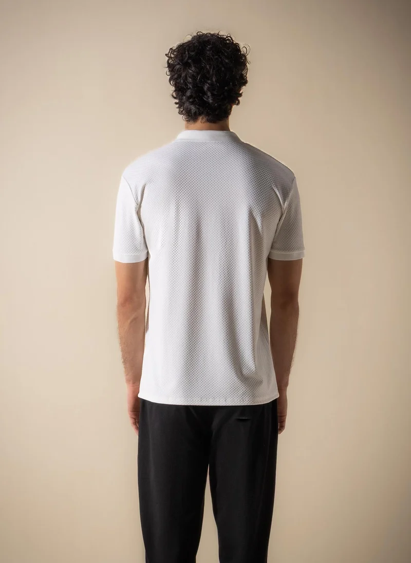 SHAPES White SLIM TEXTURED POLO SHIRT for Men | Best Price UAE
