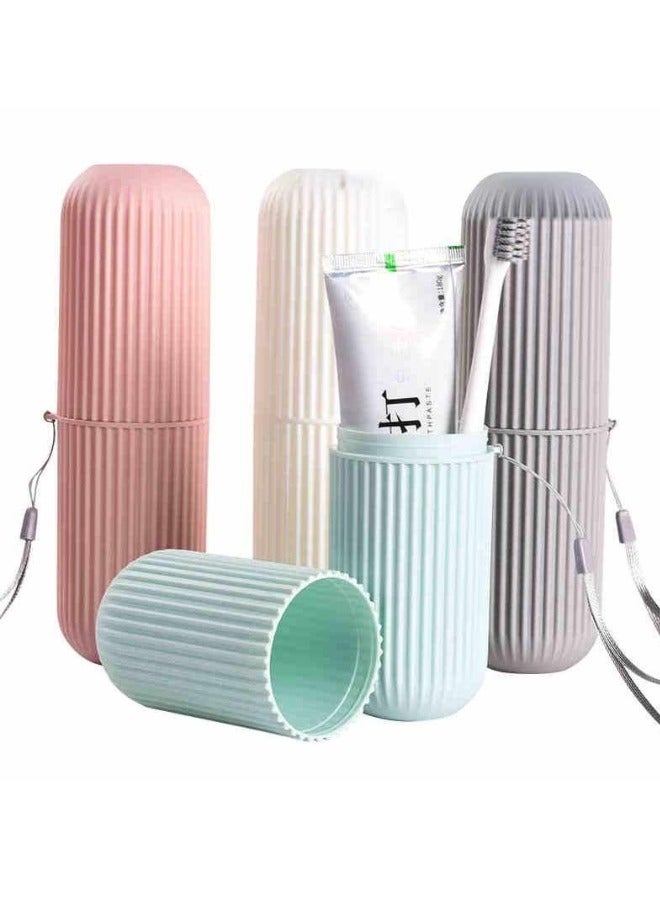 2 Pack Toothbrush Travel Case Hard Plastic Tooth Brush Container Portable Toothbrush Cup Holder for Storage Toothbrushes and Toothpaste Multicolor - Image 1