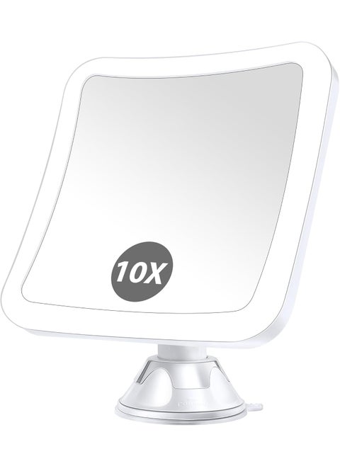 MIYADIVA Magnifying Mirror with Light,10X Lighted Makeup Mirror with Magnification,Suction Cup Makeup Mirror with Lights and Magnification,Lighted Magnifying Mirror with 3*AAA Battery(not Included)