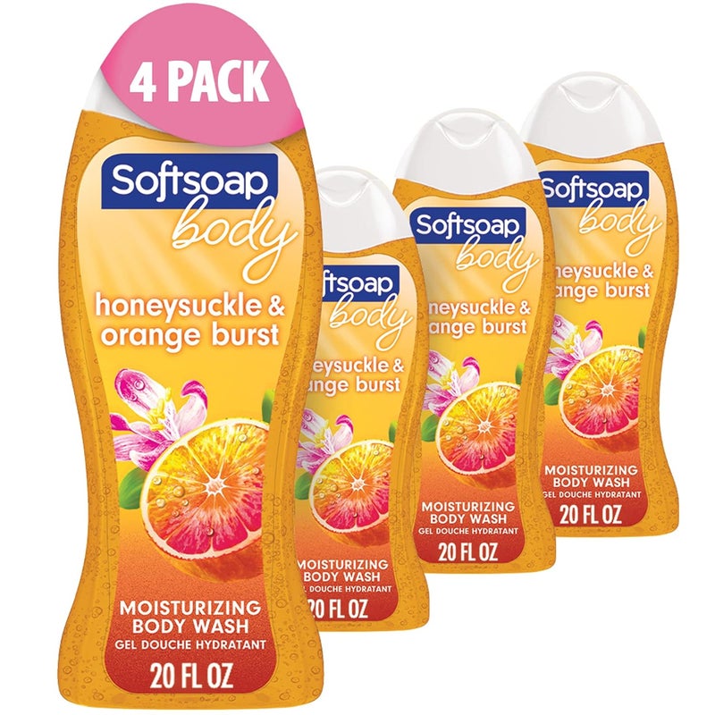 Softsoap Body Wash Honeysuckle  Orange Burst Body Wash 20 Ounce 4 Pack