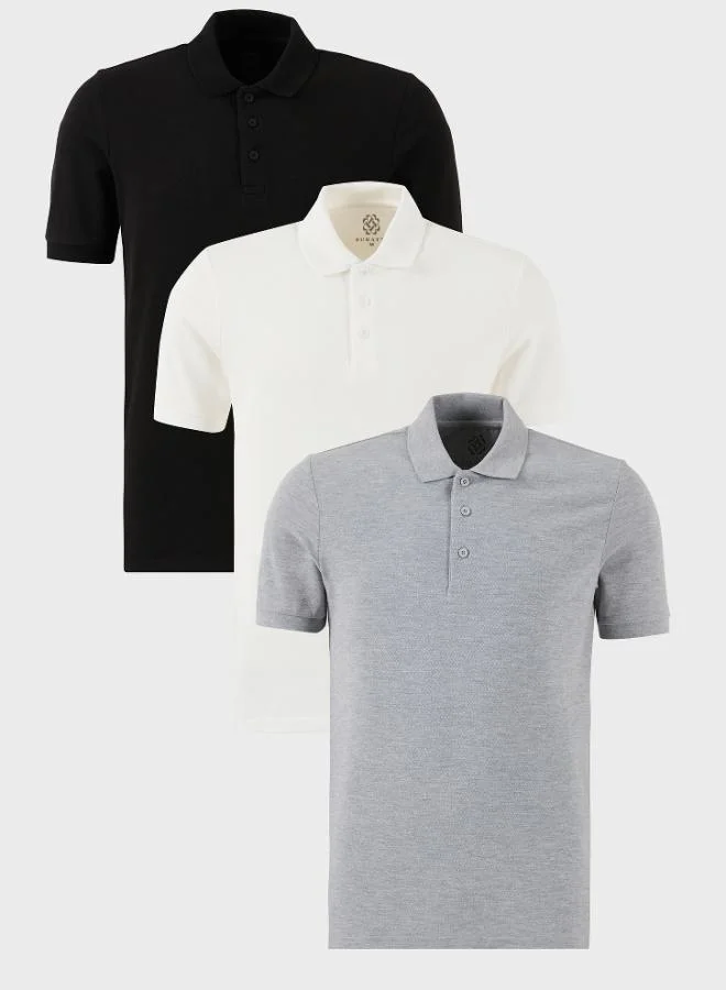 بوراتي تيشيرت رجالي بولو قطن من بوراتي عبوة من  قطع