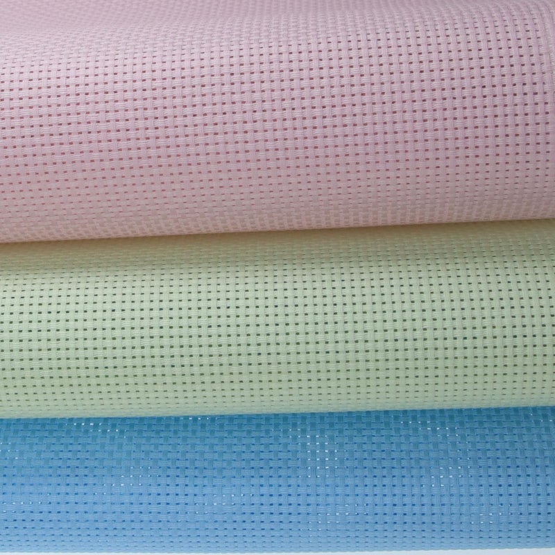 KCS 3 pc of 15" x 18"(38cmx45cm) Counted Cross Stitch Cotton Aida Cloth Needlework Rolled Fabric Box,11CT,Light Blue+Pink+Light Green - Image 4