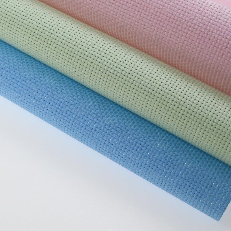 KCS 3 pc of 15" x 18"(38cmx45cm) Counted Cross Stitch Cotton Aida Cloth Needlework Rolled Fabric Box,11CT,Light Blue+Pink+Light Green - Image 2
