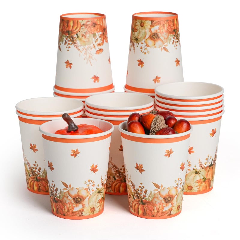 ATFUNSHOP Thanksgiving Fall Disposable Paper Cups 30 PCS 9 OZ Party Supplies for Adults Kids Coffee Juice and Hot Cold Drinks Party Supplies - Image 3