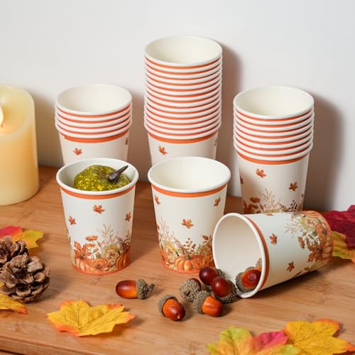 ATFUNSHOP Thanksgiving Fall Disposable Paper Cups 30 PCS 9 OZ Party Supplies for Adults Kids Coffee Juice and Hot Cold Drinks Party Supplies - Image 5