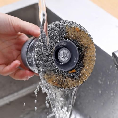 Gopendra Bowl Cleaning Sponge, Press Liquid Sponge Cleaning, Household Pot Washing Sponge, Ball Washing Tool Refillable Pans Kitchen Utensils Accessories (Wire Scrub) - Image 5