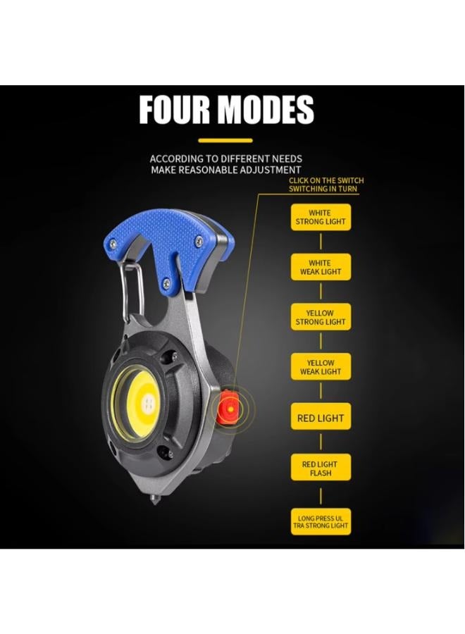 Mini USB Charging Keychain Light Hook Magnet Screwdriver Hammer Whistle Emergency COB LED Work Light Flashlight W5143  - Image 3