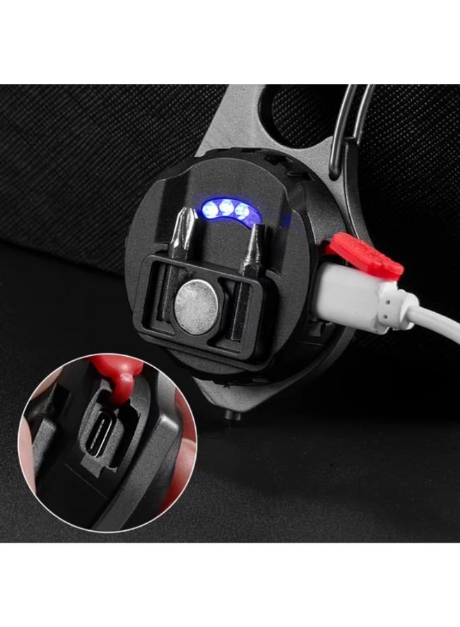 Mini USB Charging Keychain Light Hook Magnet Screwdriver Hammer Whistle Emergency COB LED Work Light Flashlight W5143  - Image 4