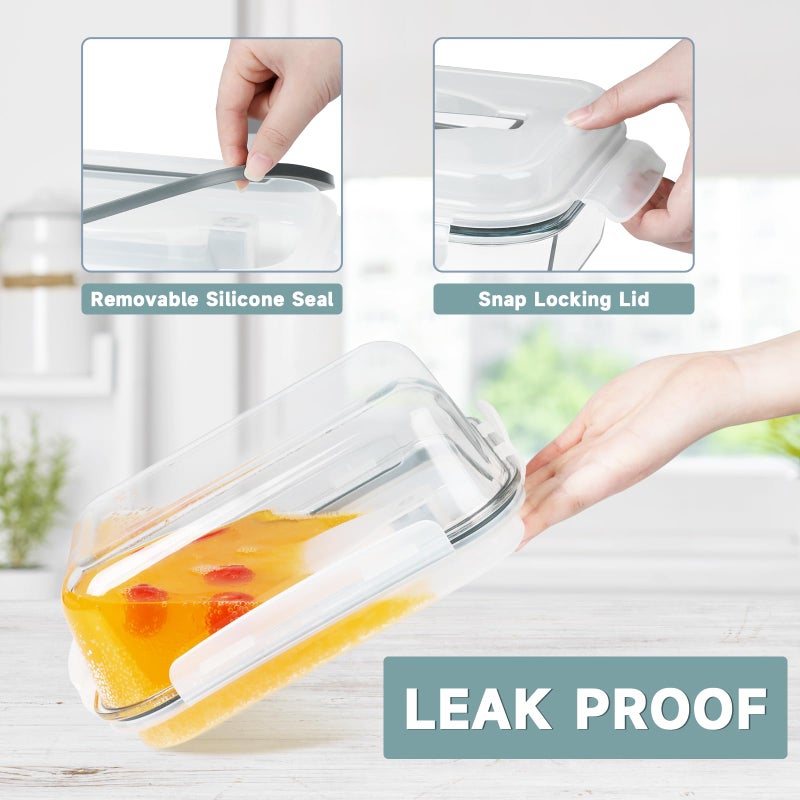 KOMUEE 220oz & 76.4oz Extra Large Glass Food Storage Containers with Airtight Lids, 2 Piece Big Glass Containers Set, Ideal for Storing Rotisserie Chicken, Lasagna,Salads,Fruits, Leak-proof & BPA-Free - Image 4