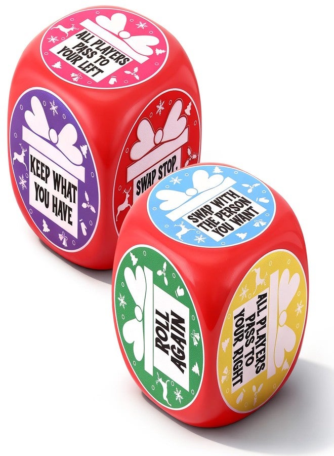 MiniInflat 2 Pcs Exchange Dice, 4 * 4inch Santa Swap Gift Exchange Dice for Adults Xmas Family Team Building Office White Elephant Friendship Christmas - Image 1