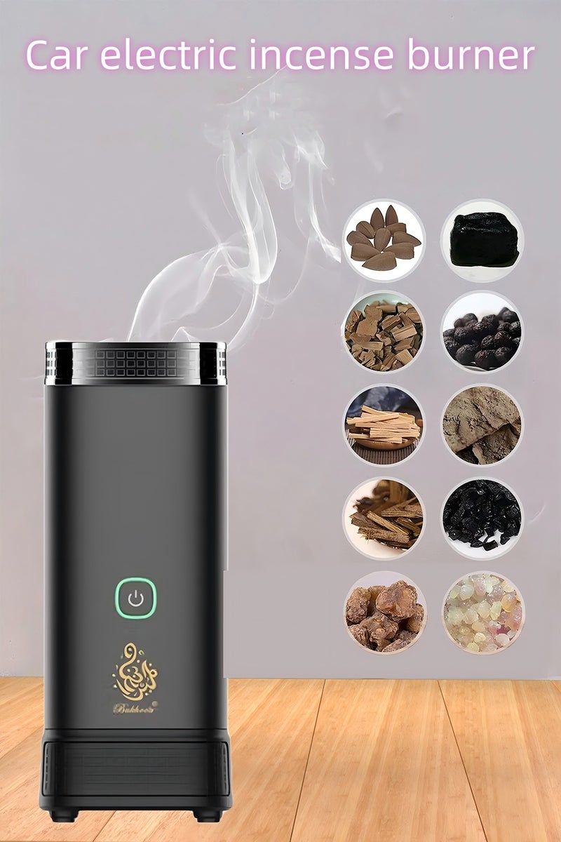 Vicalo Electric USB Rechargeable Bakhoor Incense Burner for Car, Home and Office Fragrance Black - Image 1
