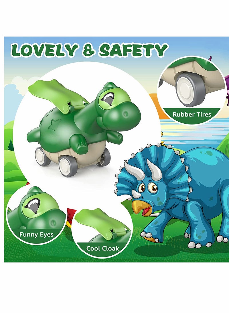 KASTWAVE Roll over image to zoom in Dinosaur Toys, Cute Dinosaur Toy Cars, Toys Age 2-4, Dinosaur Car Toys, for 1-4-Year-Old Boys Girls, 3 Pack - Image 4