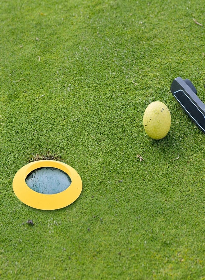 HANABASS Golf Putting Cup Ring, Portable Practice Hole for Indoor Outdoor Training, Target Disc for Backyard Office Putting Green, High Visibility Yellow - Image 2