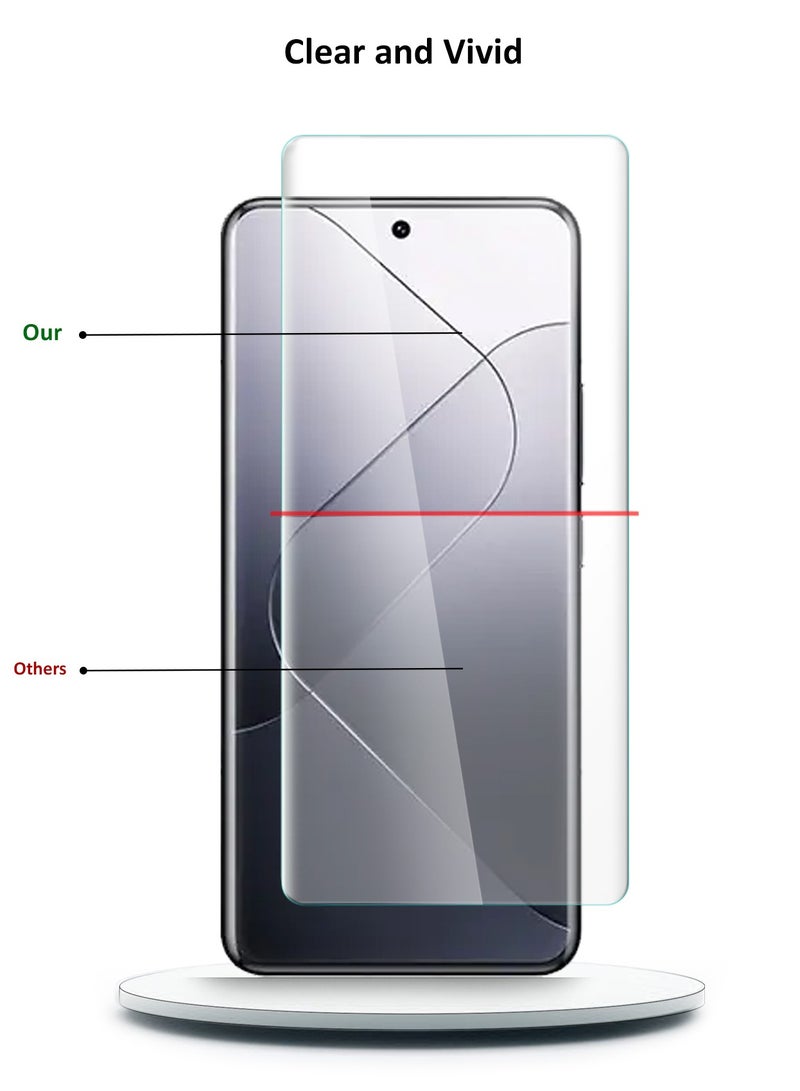 Wtech Xiaomi 14 Pro 5G 2023 Premium Curved Edges UV Full Glue Full Cover Tempered Glass Screen Protector (MSGUCN) - Clear - Image 4