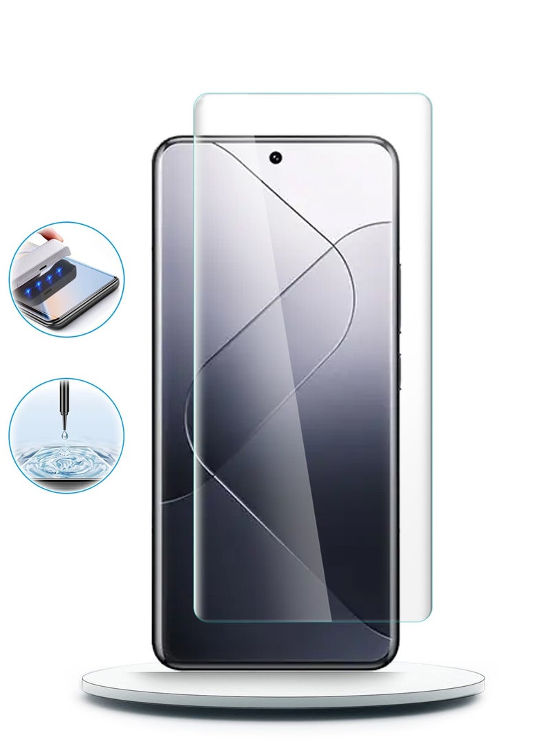 Wtech Xiaomi 14 Pro 5G 2023 Premium Curved Edges UV Full Glue Full Cover Tempered Glass Screen Protector (MSGUCN) - Clear - Image 5